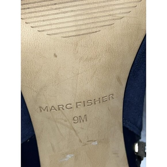 MARC FISHER Navy Blue suede peep toe boots Size 9M Leather Blue Navy Shoes - Picture 7 of 12